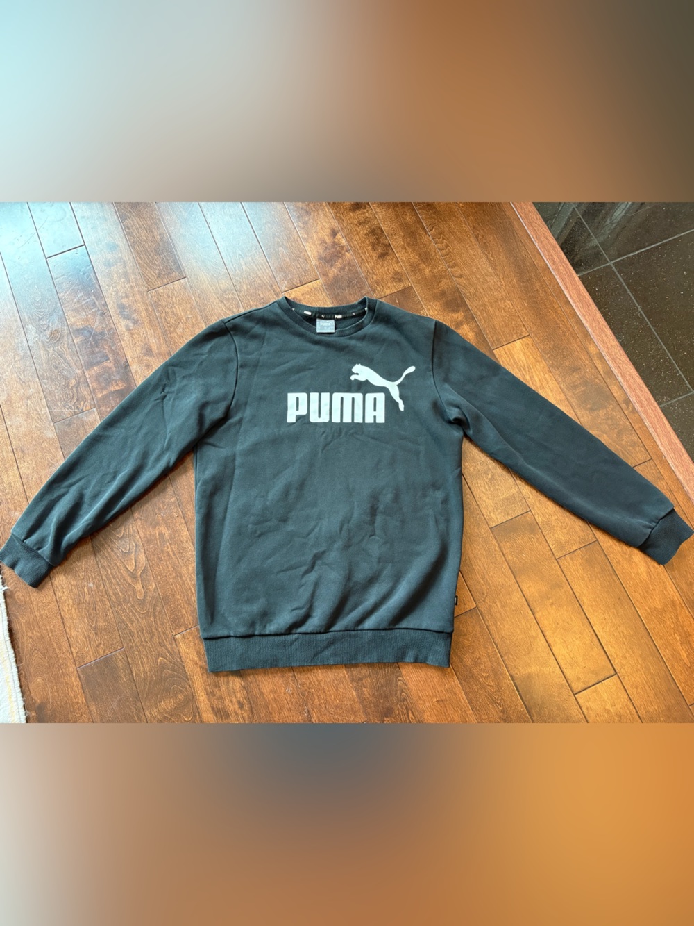 Puma Black Crewneck Sweatshirt with White Logo- Womens size small